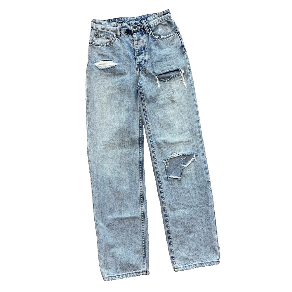 Ksubi Brooklyn Jeans Women 24x28 Light Wash Distressed Y2K Wide Leg Baggy Grunge